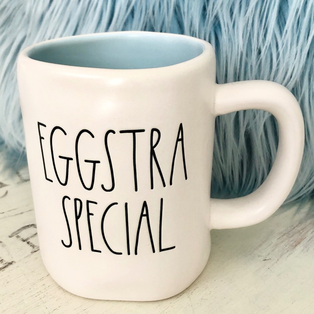Rae Dunn, Eggstra Special,‎ Large, Coffee Mug, Ceramic, Light Blue Inner, 18 ozs